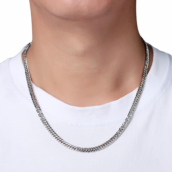 Mens Miami Cuban Chain Necklace Sterling Silver