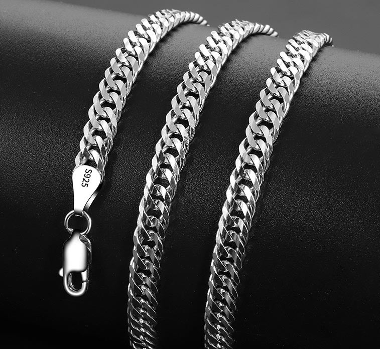Mens Miami Cuban Chain Necklace Sterling Silver