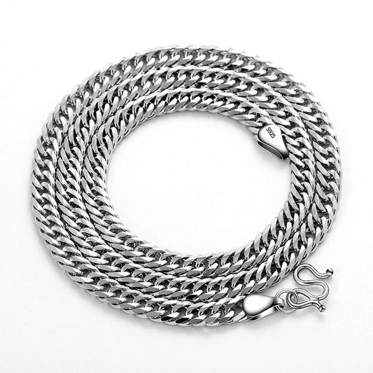 Mens Miami Cuban Chain Necklace Sterling Silver