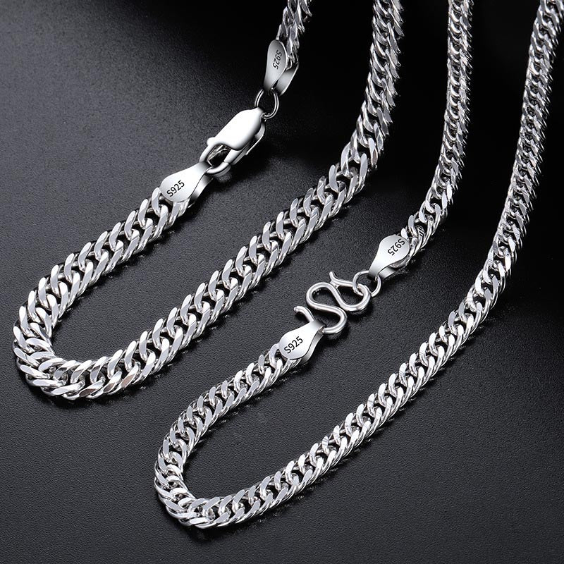 Mens Miami Cuban Chain Necklace Sterling Silver