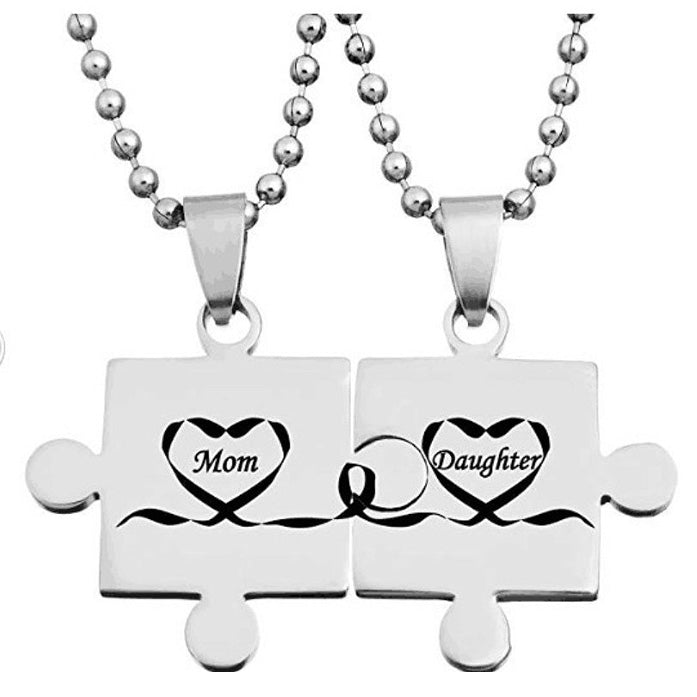 Mom Daughter Birthday Gift Puzzle Pendants