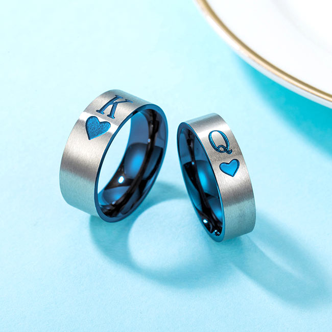 King and Queen Couple Rings Set for 2 - Custom Engravable