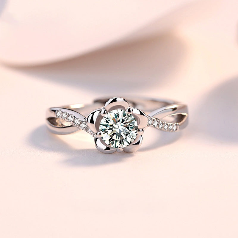 Japanese Peach Blossom Engravable Ring for Her