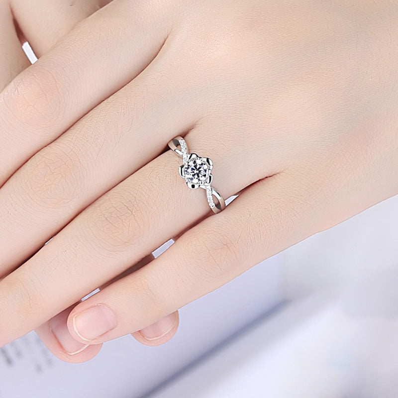 Japanese Peach Blossom Engravable Ring for Her