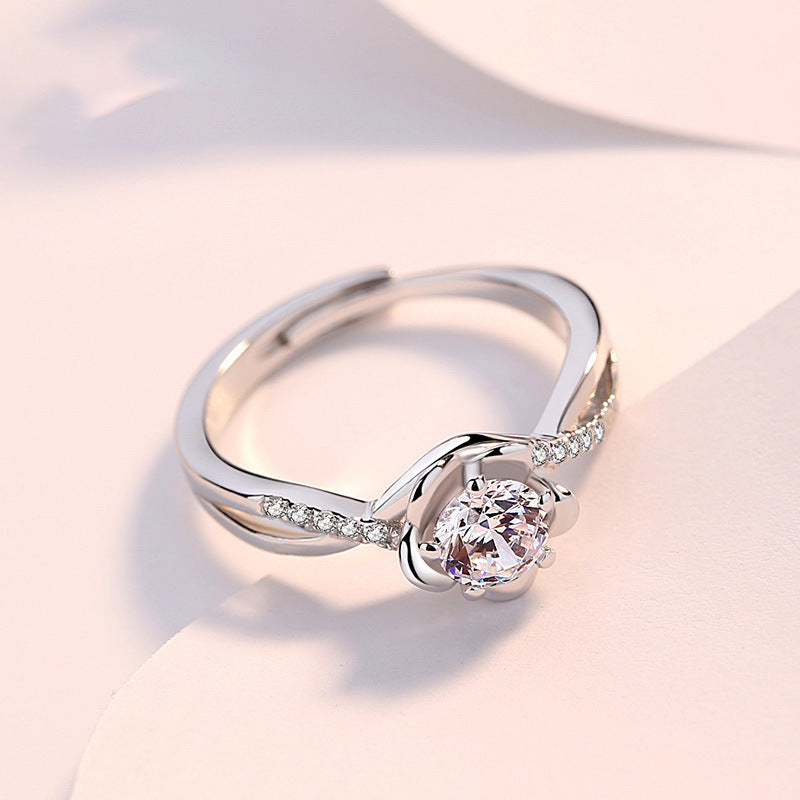 Japanese Peach Blossom Engravable Ring for Her