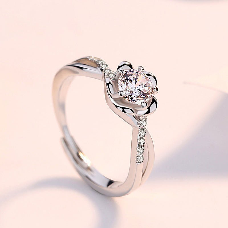 Japanese Peach Blossom Engravable Ring for Her