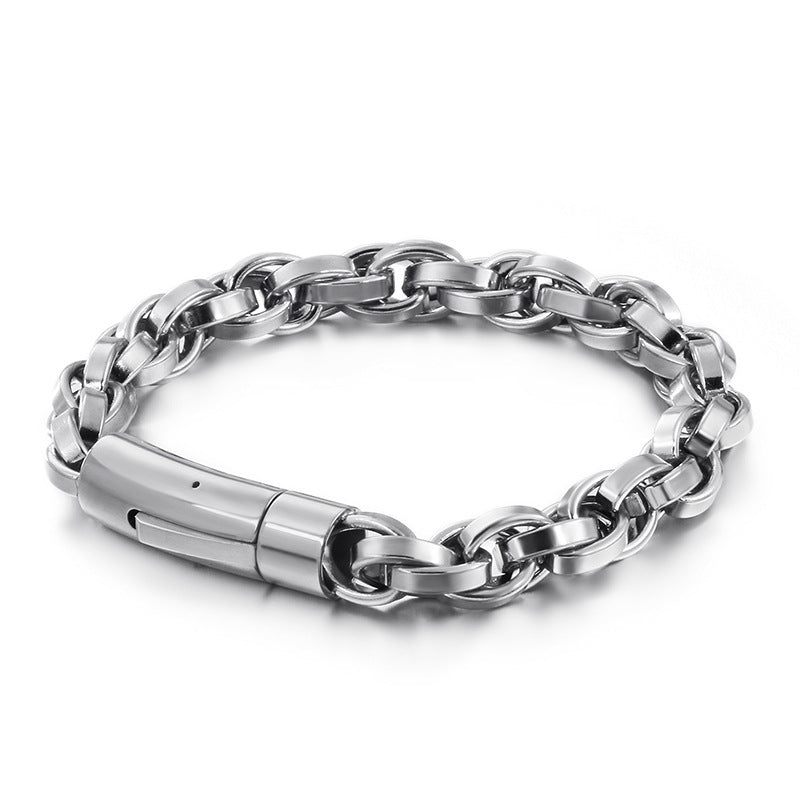 Custom Engravable Vintage Mens Bracelet 8 Inches Steel