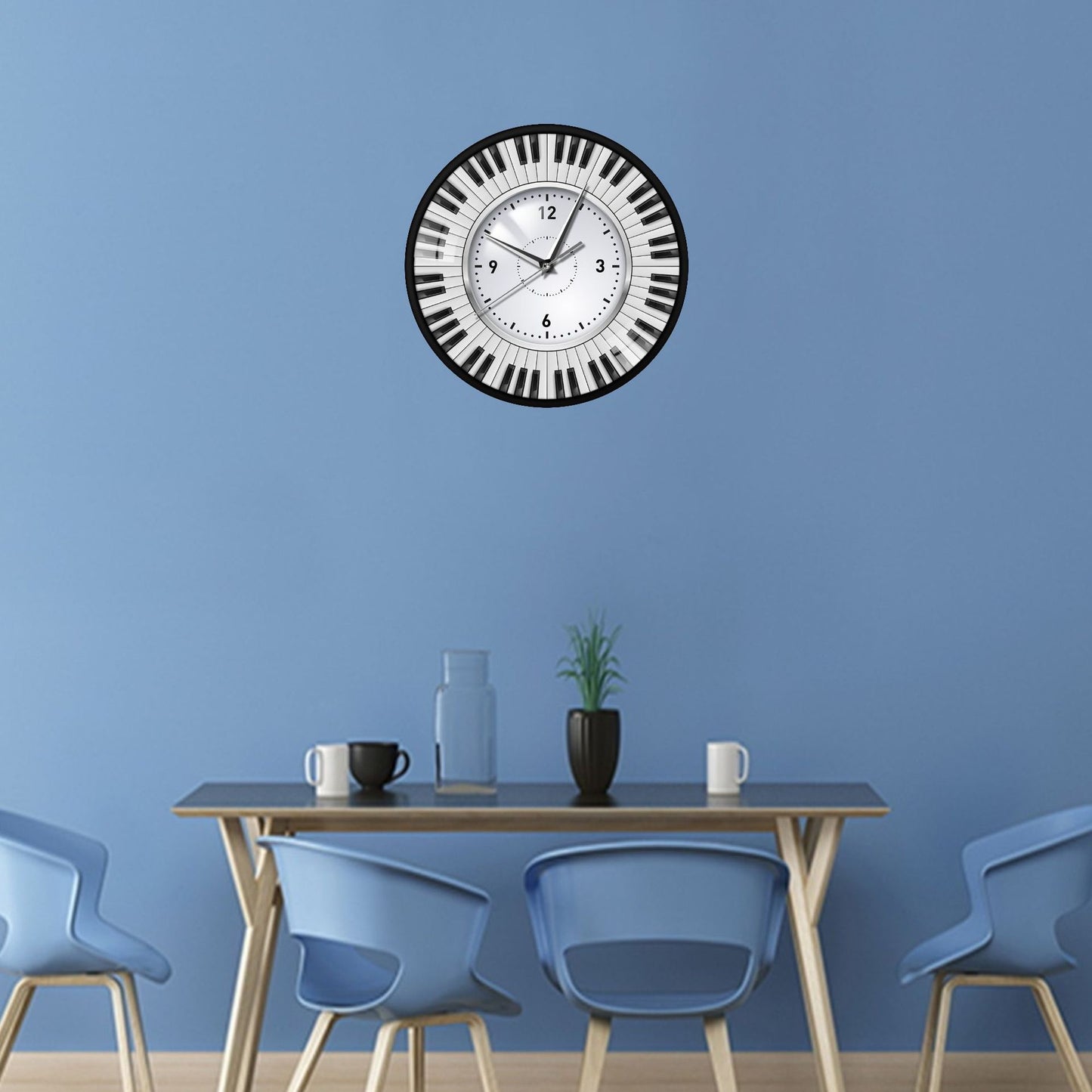 Wall Deco Silent Clock Gift for Piano Lover