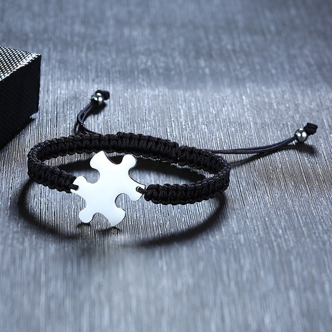 Puzzle Piece Engraved Bracelet Birthday Gift or Him