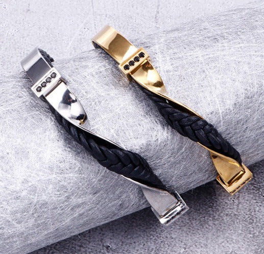 Engraved Mens Mobius Twisted Band Bracelet