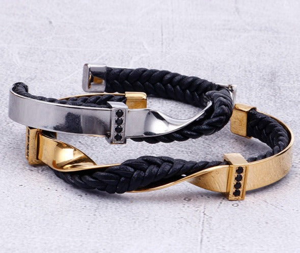 Engraved Mens Mobius Twisted Band Bracelet