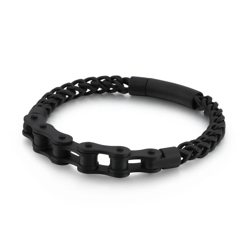 Engraved Mens Bike Chain Bracelet 22cm