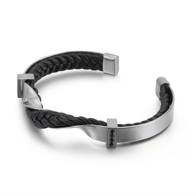 Engraved Mens Mobius Twisted Band Bracelet