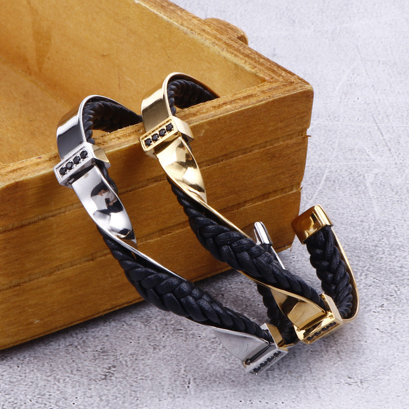 Engraved Mens Mobius Twisted Band Bracelet