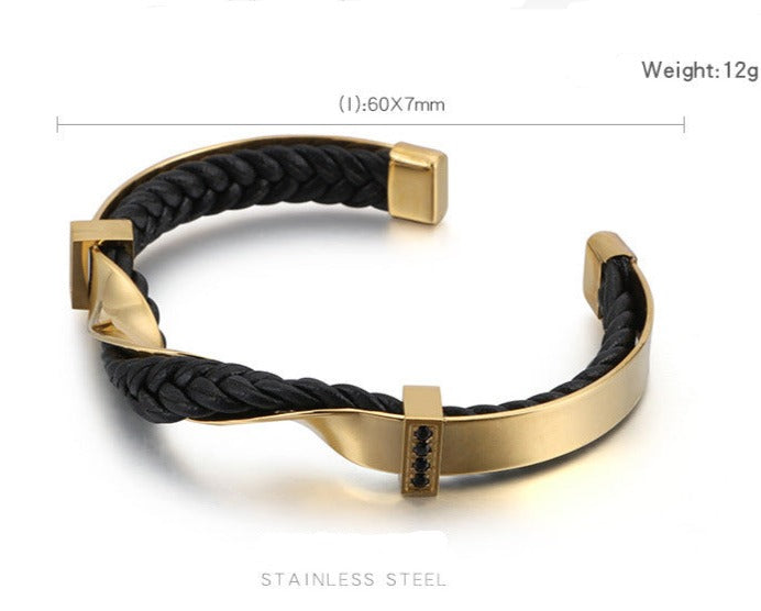 Engraved Mens Mobius Twisted Band Bracelet