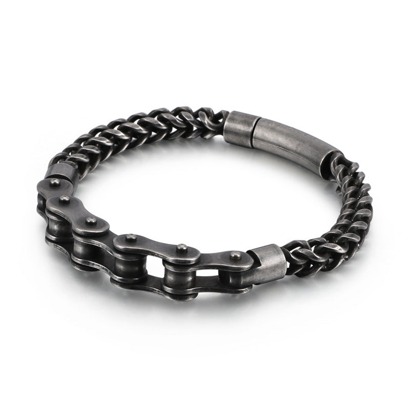 Engraved Mens Bike Chain Bracelet 22cm