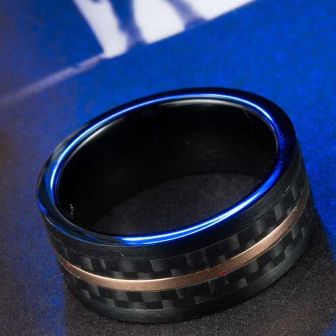 Engraved Mens Wedding Band 8mm Black