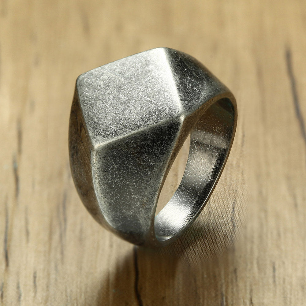 Engraved Mens Thick Ring Titanium