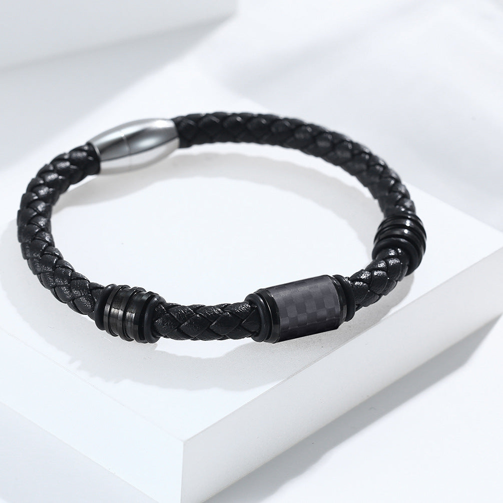 Engravable Mens Bracelets Leather 8.5 Inches