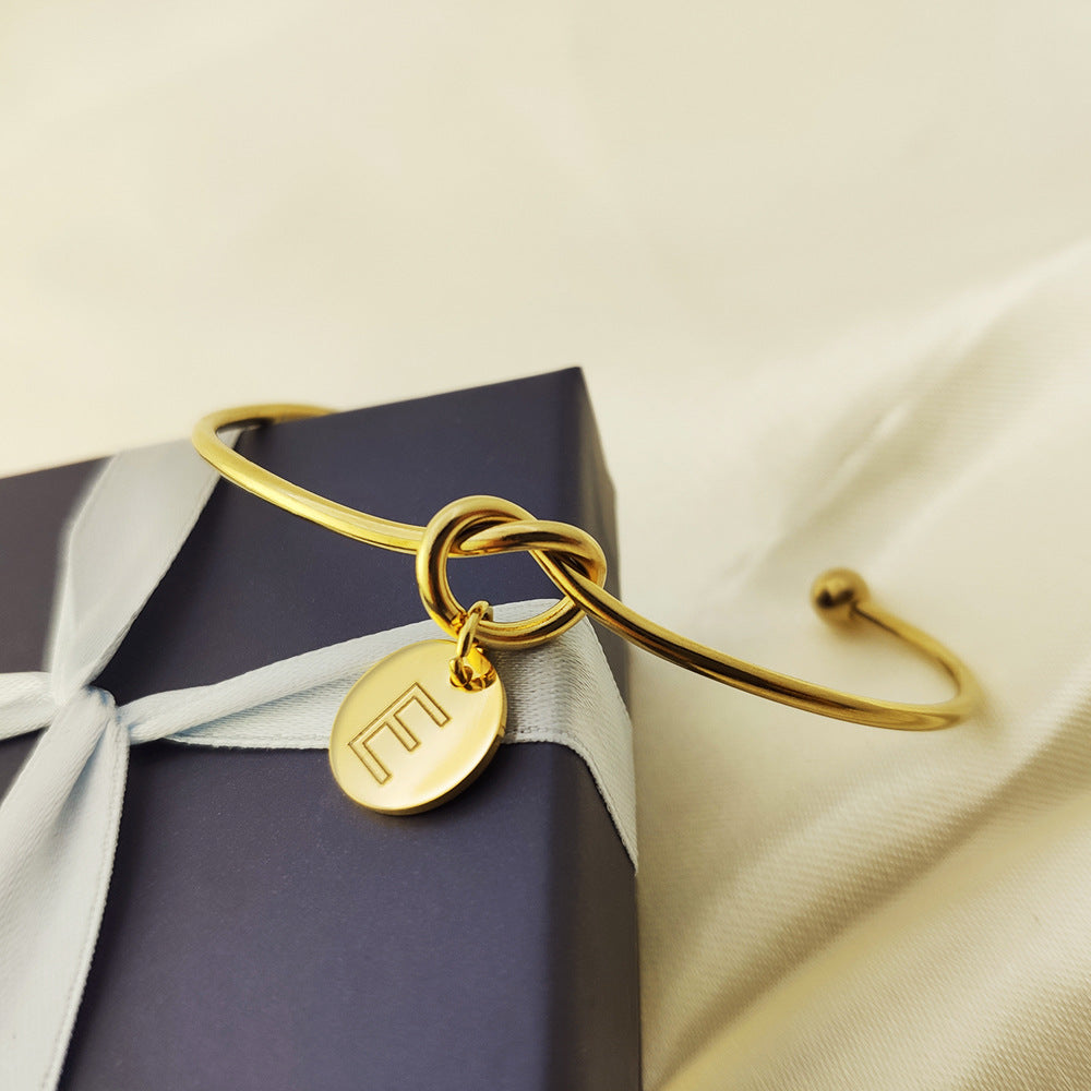 Name Initial Bangle Bracelet for Her
