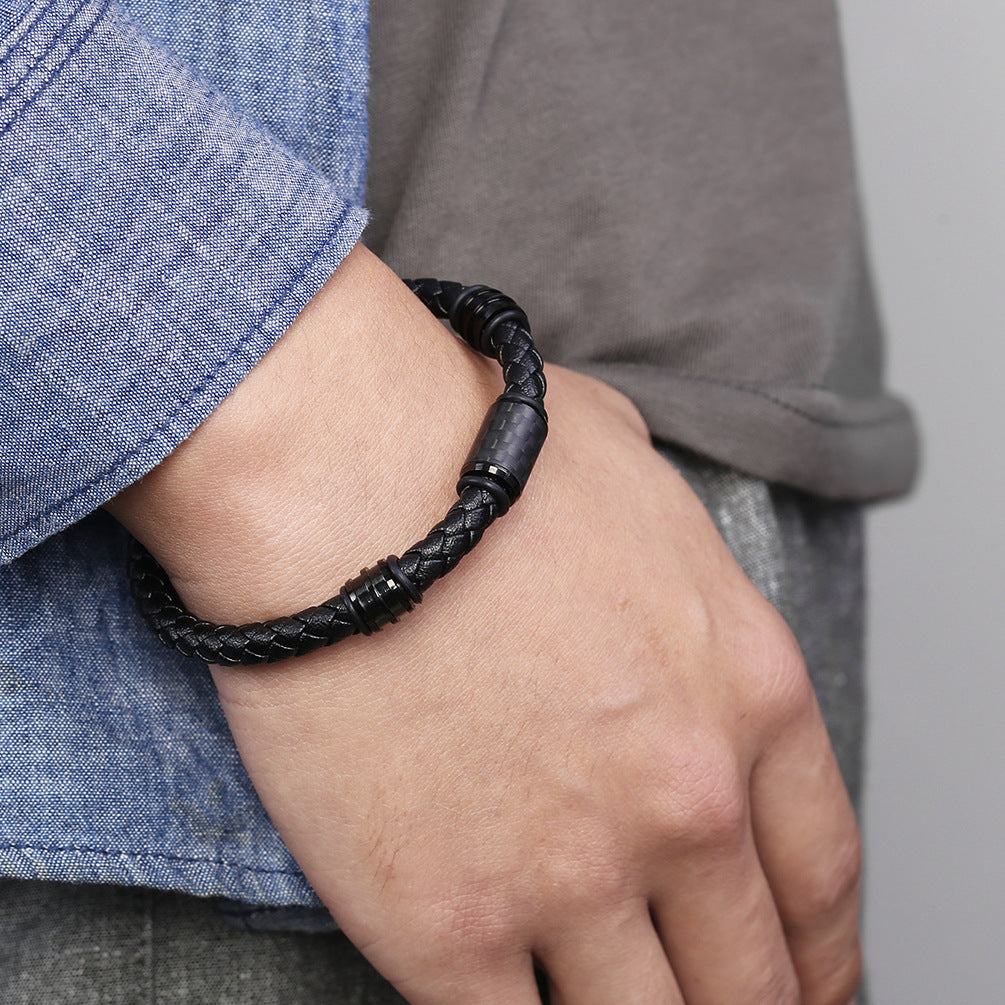 Engravable Mens Bracelets Leather 8.5 Inches