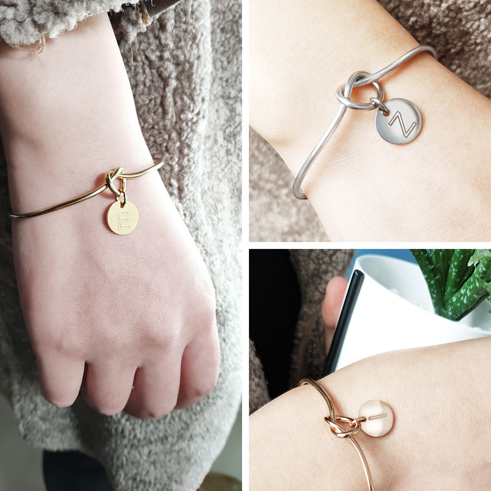 Name Initial Bangle Bracelet for Her