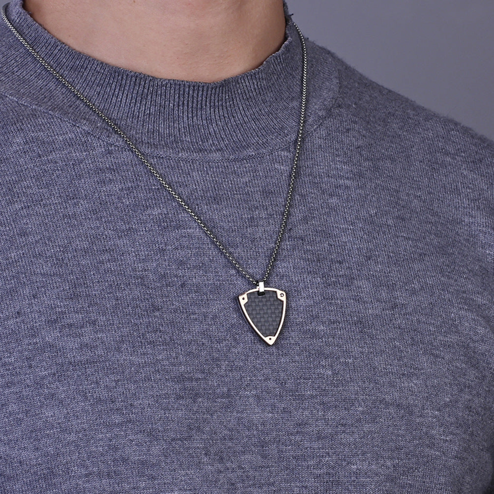 Custom Shield Army Pendant Mens Necklace