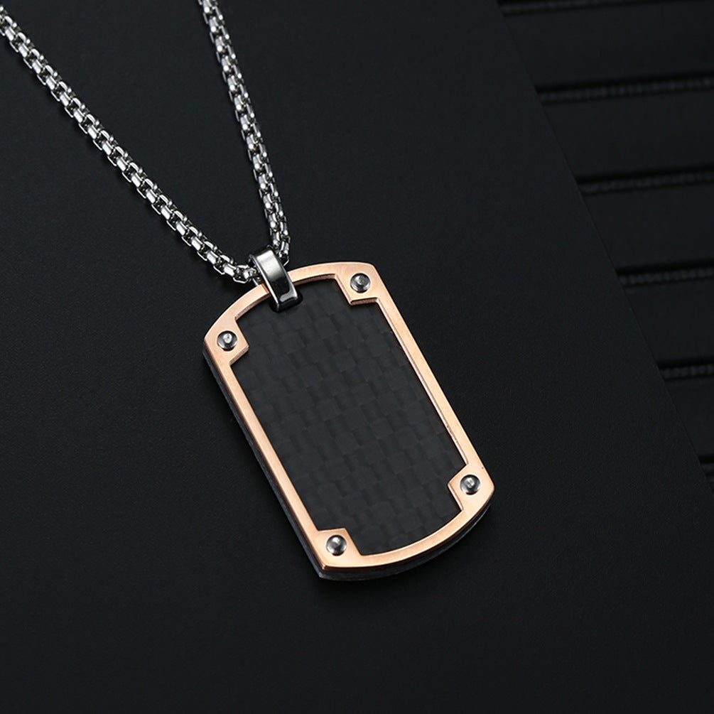 Engravable Carbon Fiber Mens Pendant Necklace