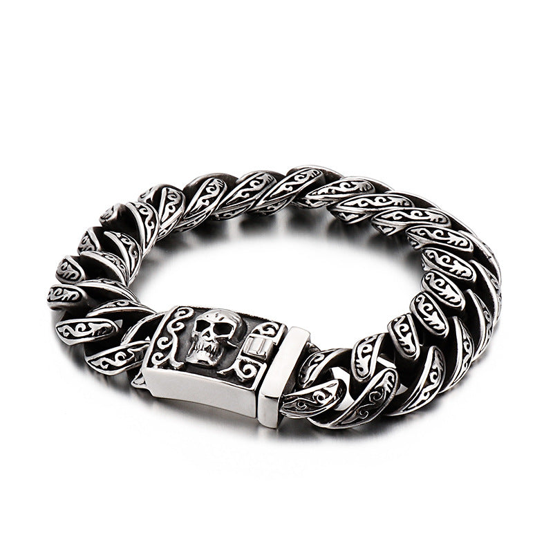 Personalized Vintage Skull Mens Bracelet 22cm