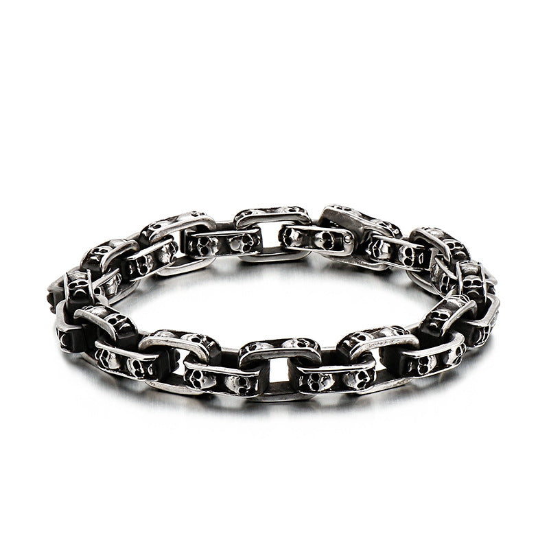 Vintage Skulls Mens Steel Bracelet 23cm