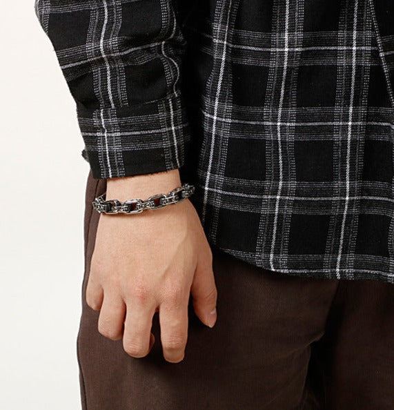 Vintage Skulls Mens Steel Bracelet 23cm