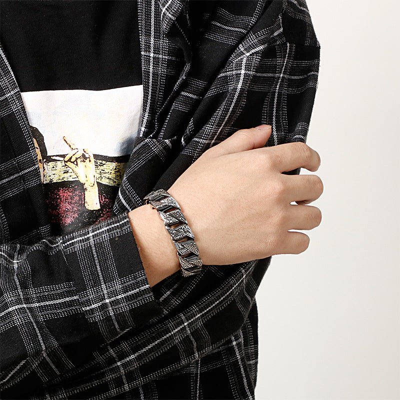 Name Initials Engraved Mens Vintage Bracelet