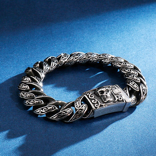 Personalized Vintage Skull Mens Bracelet 22cm