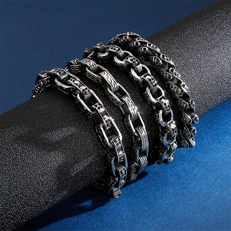 Vintage Skulls Mens Steel Bracelet 23cm