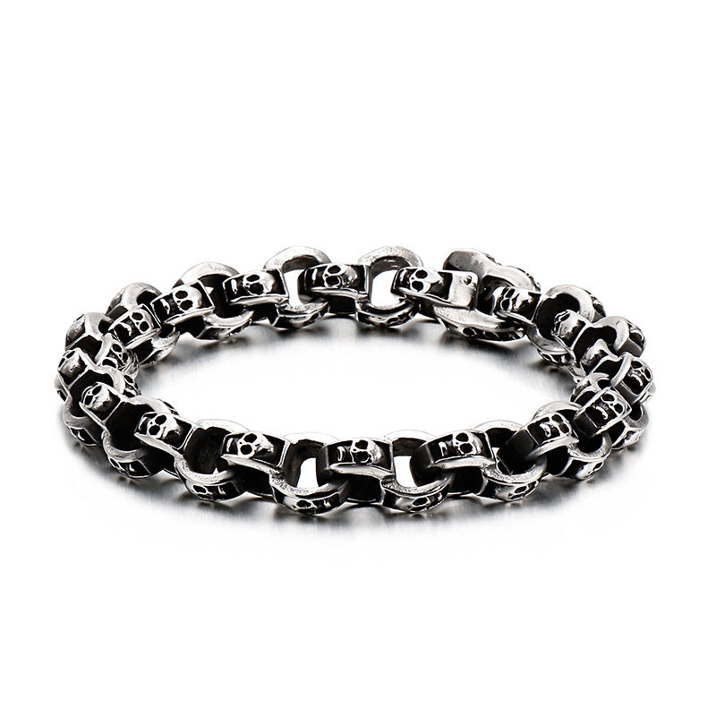 Vintage Skulls Mens Steel Bracelet 23cm