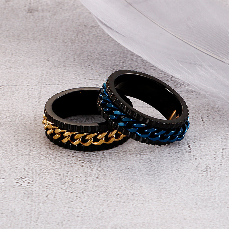 Custom Chain Mens Fashion Ring Gift 8mm