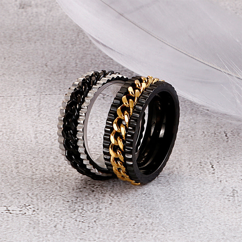 Custom Chain Mens Fashion Ring Gift 8mm