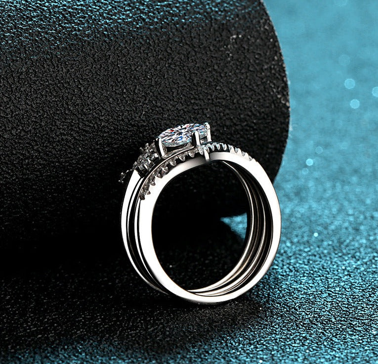0.8 Carat Moissanite V-Band Promise Ring for Women