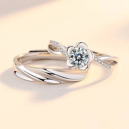 Engravable Matching Rose Rings Set for Couples