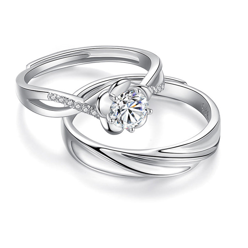 Engravable Matching Rose Rings Set for Couples