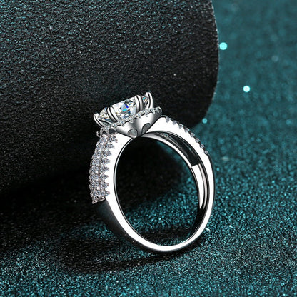 Engraved 2 Carats Moissanite Womens Wedding Ring