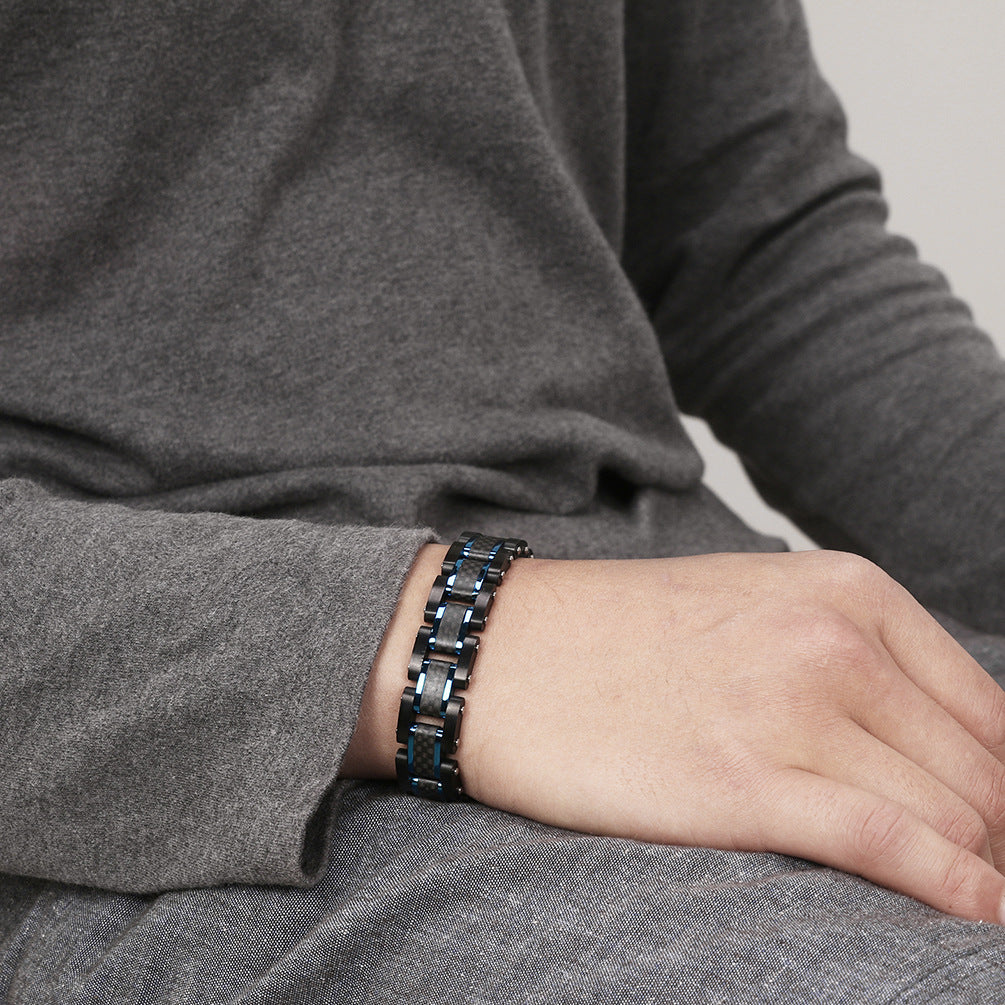 Mens Custom Bracelet 8.6 Inches Carbon Fiber