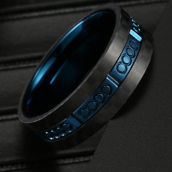 Engraved Stainless Steel Mens Wedding Band 8mm