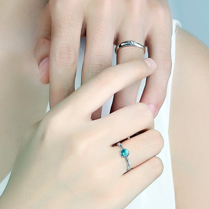 Custom Solitaire Moonstone Matching Rings Set