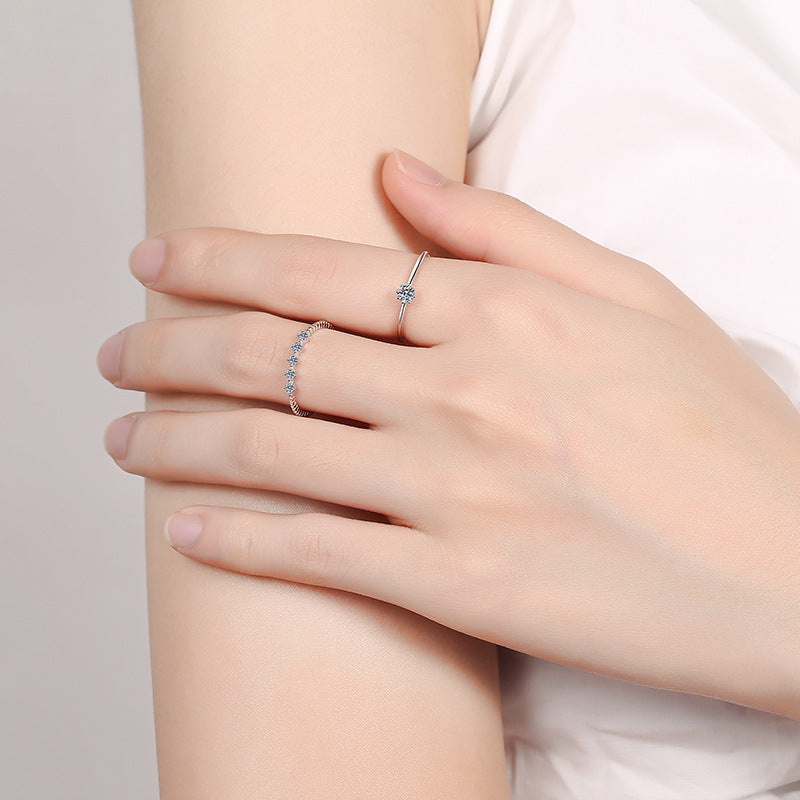 Engraved 0.1 Carat Moissanite Dainty Women Ring