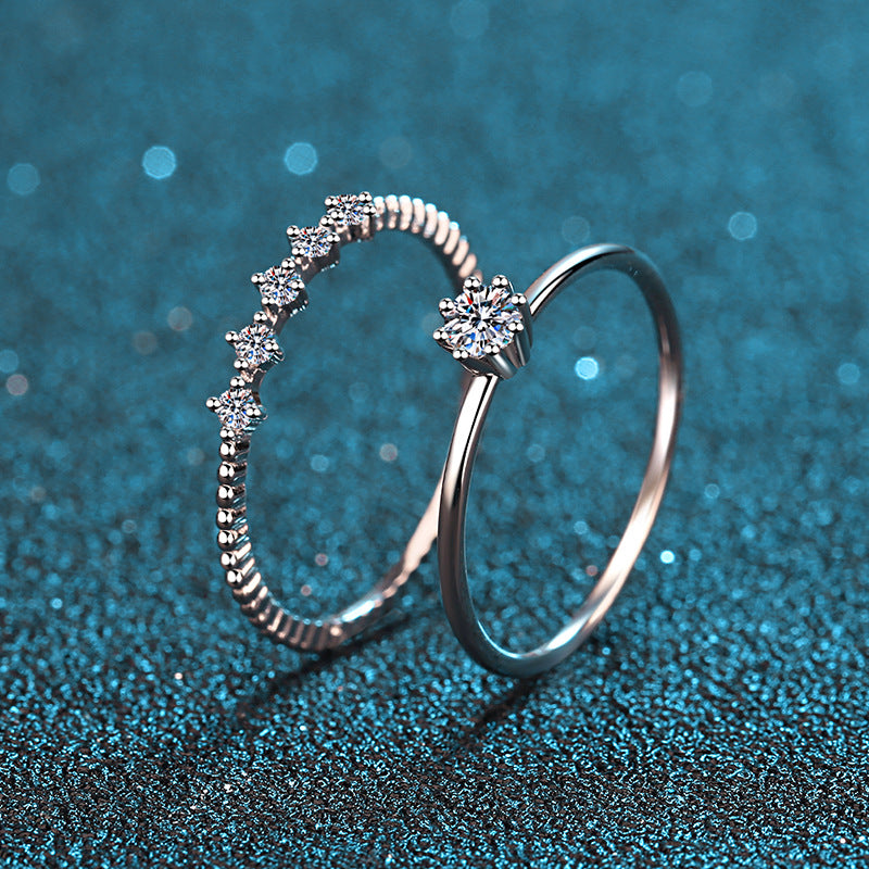 Engraved 0.1 Carat Moissanite Dainty Women Ring