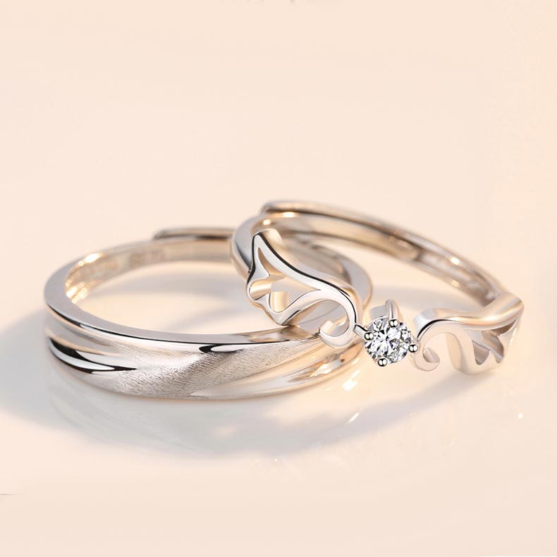 Angel Wings Couple Wedding Bands for 2