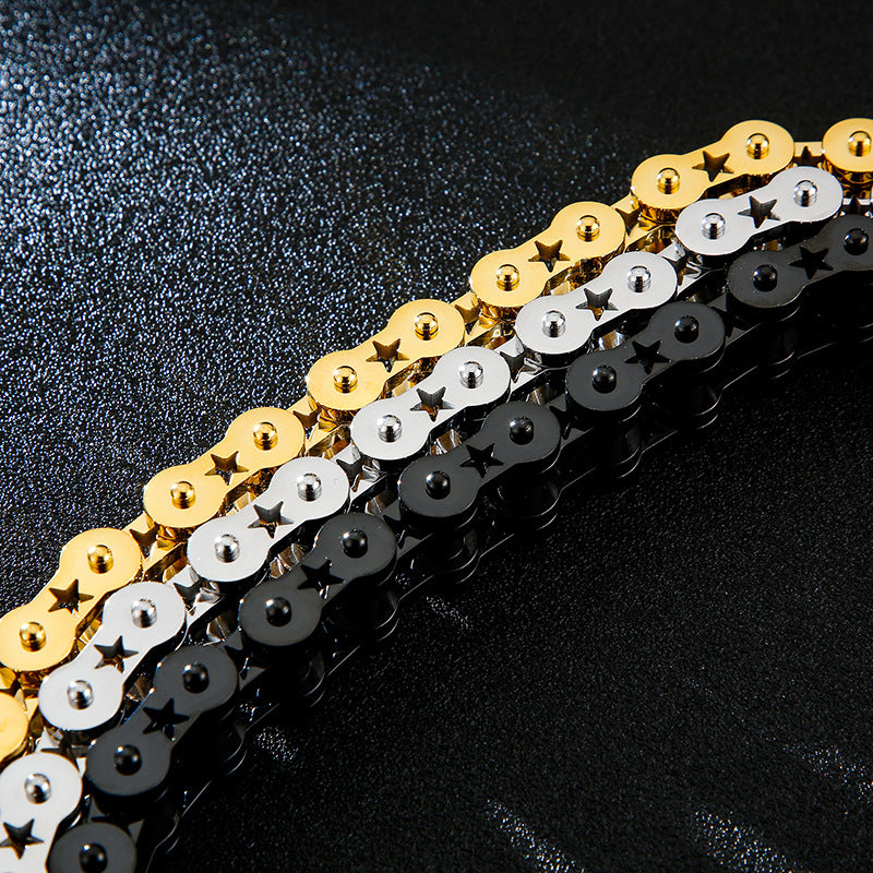 Custom Motor Bike Chain Mens Bracelet 21cm