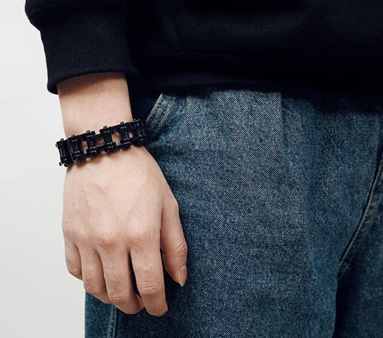 Custom Motor Bike Chain Mens Bracelet 21cm
