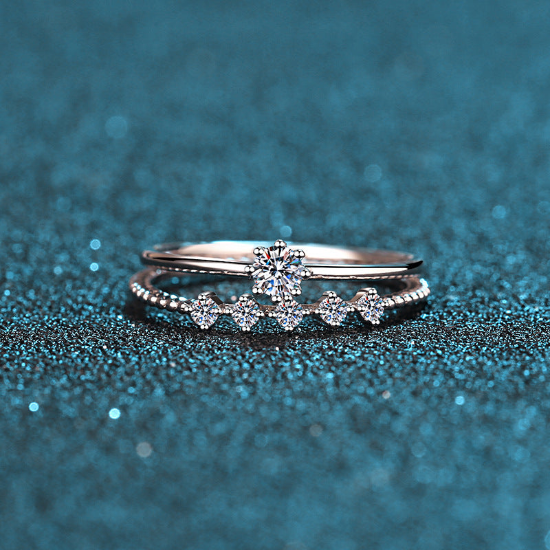 Engraved 0.1 Carat Moissanite Dainty Women Ring